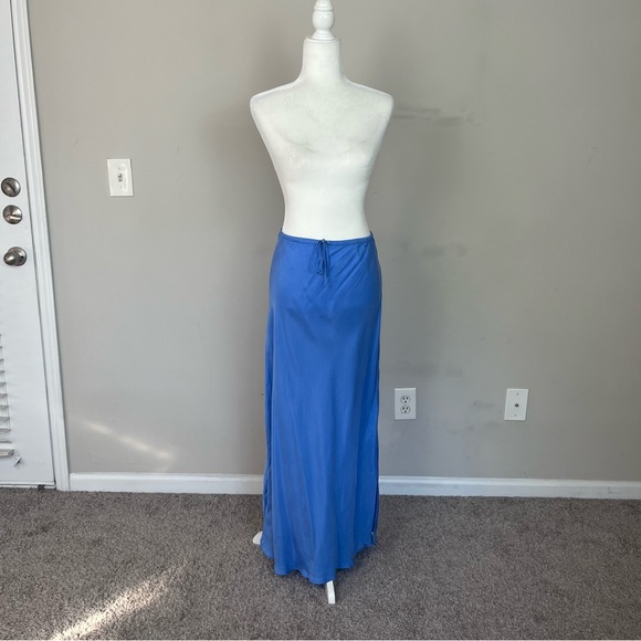 MADEWELL TIE WAIST MAXI SLIP SKIRT IN BLUE SIZE 10 - Picture 7 of 16